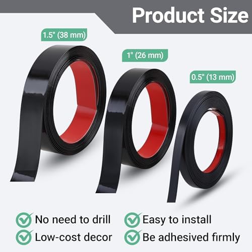 Gaahing 196.8" x 1.5" Brushed Black Molding & Wall Trim, Flexible Peel and - Image 5