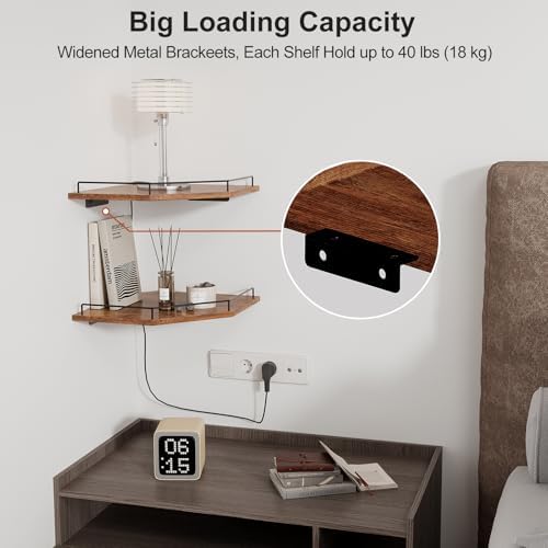 JJL Corner Shelf Wall Mounted, 12 Inches 2-Tier Floating Corner Shelf, Hexagon - Image 4