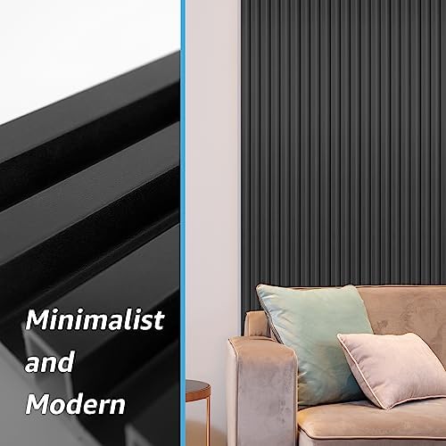 Art3d 96 x 6 Inch WPC Wood Diffuser Slat Wall Panel, Matte Black - Image 6