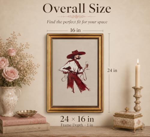 Gold Framed 3D Textured Wall Art, Modern Western Burgundy Fashion Pictures Decor - Image 4