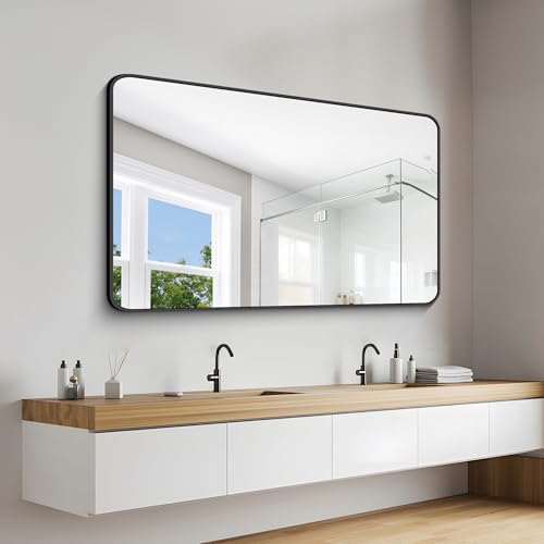 DESBING 60" x 36"Bathroom Mirror, Matte Black Wall Mirror - Image 3