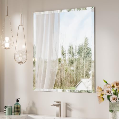 Keonjinn Frameless Bathroom Mirror 24" x 32", Rectangle Mirrors by Keonjinn