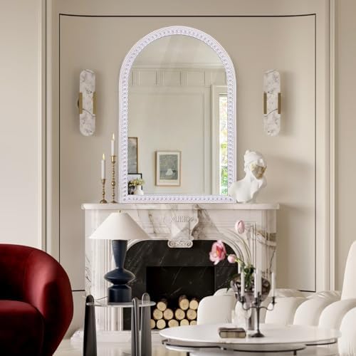 36x24 Inch Arched Mirror for Wall Decor, Wooden Arched Bathroom Mirrors - Image 3