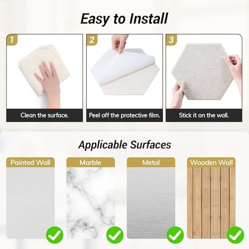 TONOR 12 Pack High Density Hexagon Acoustic Panels - Image 6