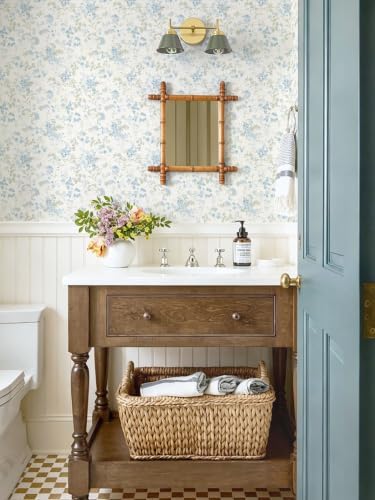 Ismoon Peel and Stick Wallpaper Blue Floral Contact Paper 17.3 x 78.7in - Image 4
