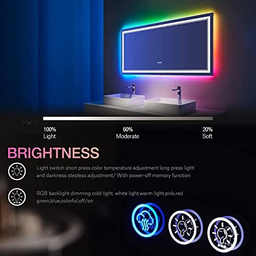 60x40 Inch RGB LED Bathroom Mirror - Image 5