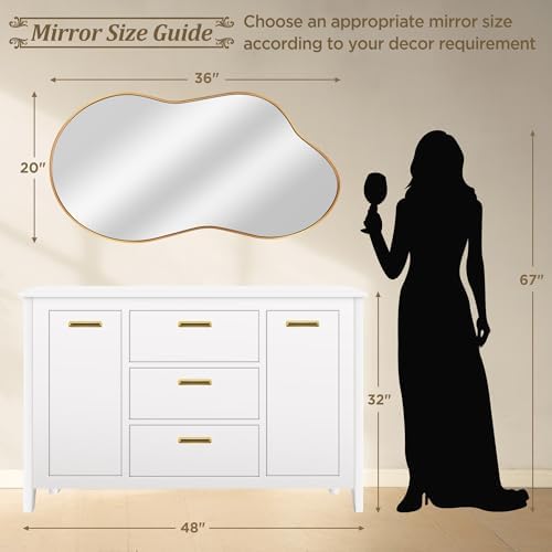 Bathroom Mirror for Over Sink-Gold Home Decor Wall Mirror 20"x 36" Single - Image 4