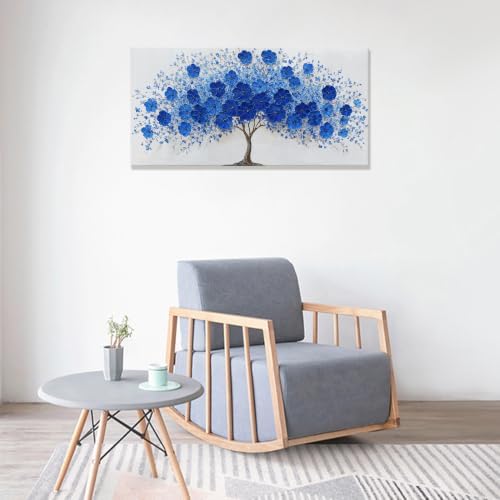 Blue Flower Tree Of Life Canvas Wall Art Pictures - Image 6