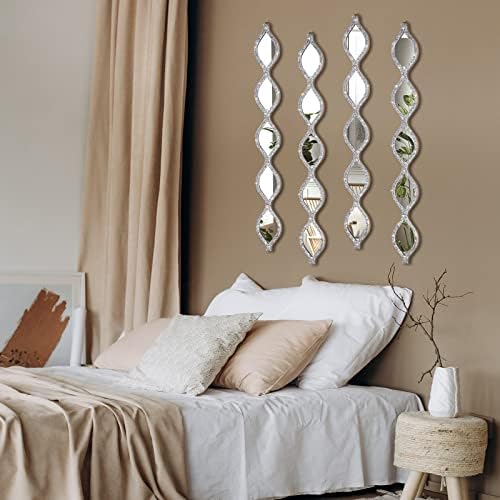BBTO 4 Pcs Teardrop Mirror Wall Decor Silver Long Mirror Home Decorative - Image 6