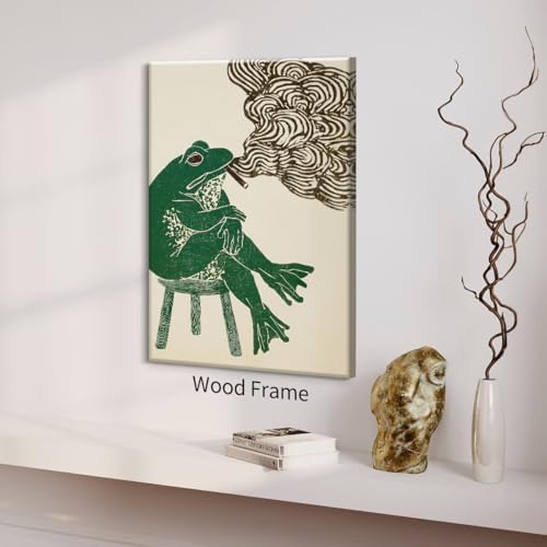 Framed Japanese Wall Art Funny Frog Smoking a Cigarette Poster Retro Oriental - Image 5
