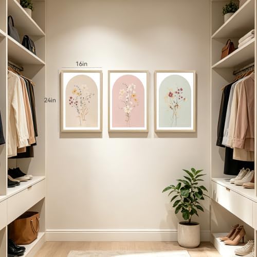 YZELY Wildflower Wall Art Set of 3, Neutral Botanical Floral Poster Prints - Image 5