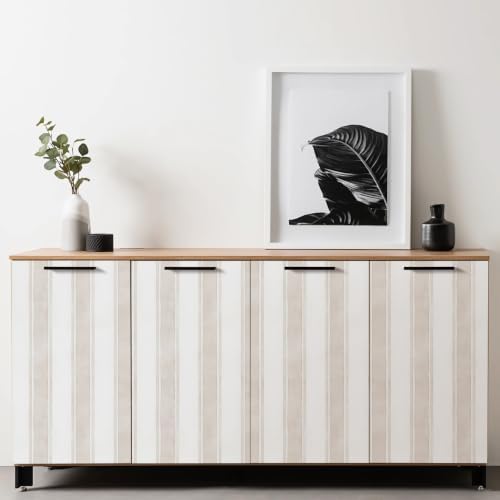 17.3" x 120" Watercolor Neutral Striped Peel and Stick Wallpaper - Image 5