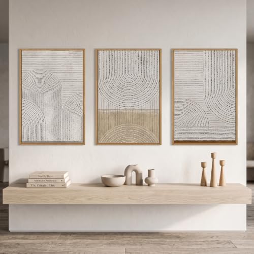 Aryroi Mid Century Modern Arch Circle Framed Canvas Wall Art Set- 24"x36"x3 - Image 2