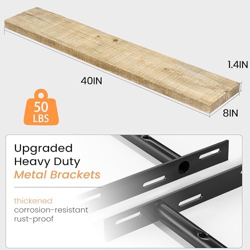 Fun Memories 40 Inch Reclaimed Wood Floating Shelves - Image 3