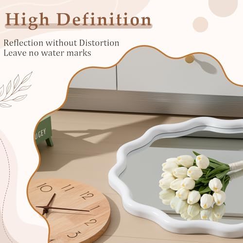 Vercraft 24" Scalloped Wood Wall Mirror, Boho Wall Decor - Image 3