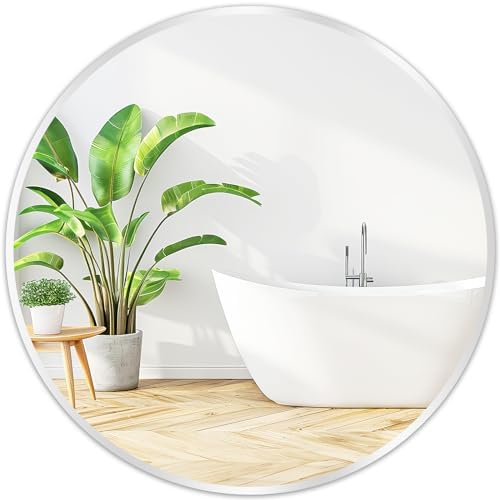 Silver Round Mirror 20 Inch, Wall Circle Mirror by Fabuday