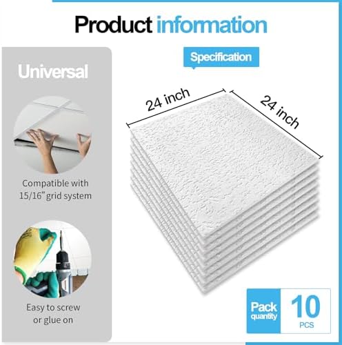 Art3d 12-Pack Stucco Texture Drop Ceiling Tiles, No Sag and Breakage - Image 5