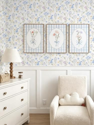 Ismoon Blue and White Floral Peel and Stick Wallpaper - Image 3