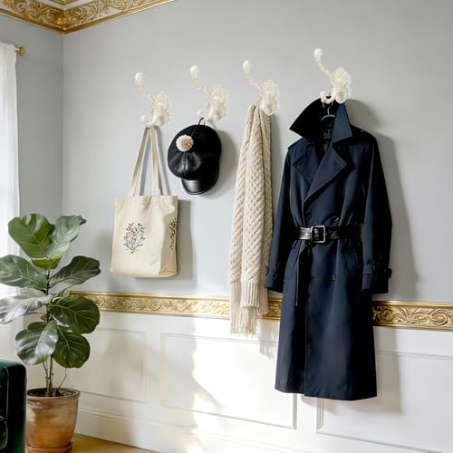 4 Pcs White Coat Hooks Wall Mount, Matte Metal Hat Hooks - Image 6