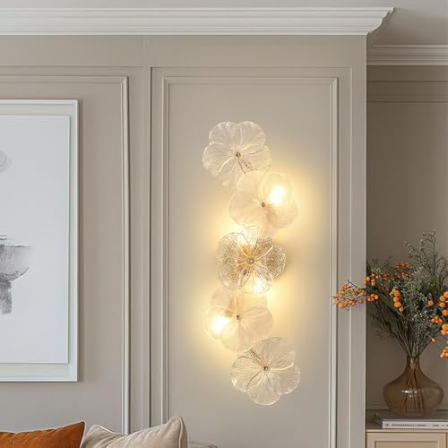 Fandian 22.4" Flower Shape Glass Wall Lamp, Modern Vintage Rustic Lighting by Fandian