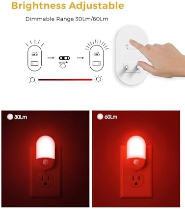 L LOHAS LED Motion Sensor Night Light, Sleep Aid Red, 4 Pack - Image 4