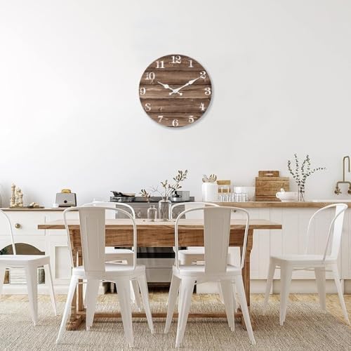 XFM Brown Wooden Wall Clock 24 Inch Large Farmhouse Decor - Image 4