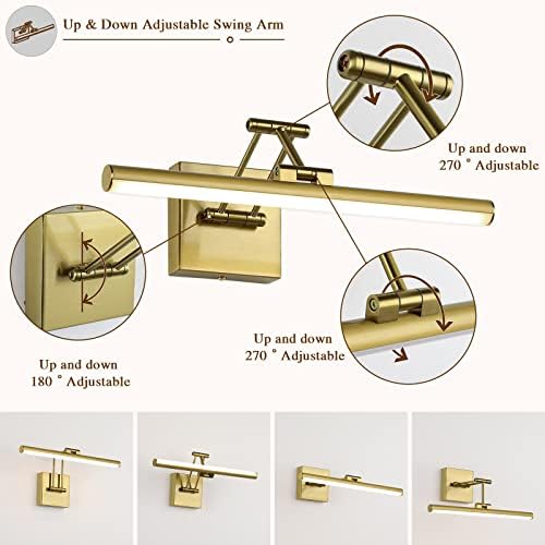 Hard-Wired Picture Lights for Wall Dimmable Brass Gallery Light 15.5 Inch - Image 2