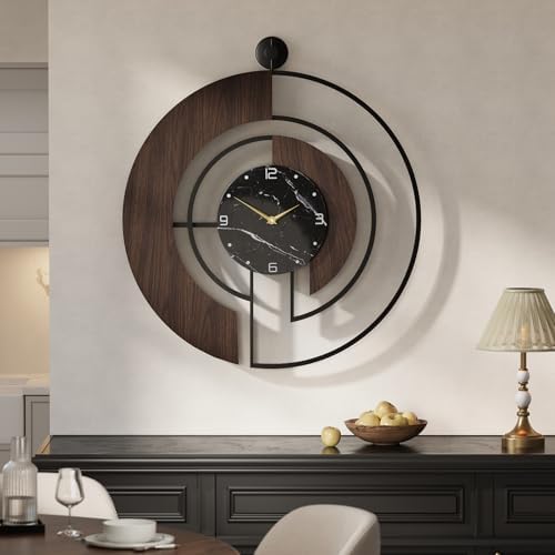 Cuspin Large Wall Clock 30 Inch, Modern Walnut Marble Dial Decorative Clock - Image 2