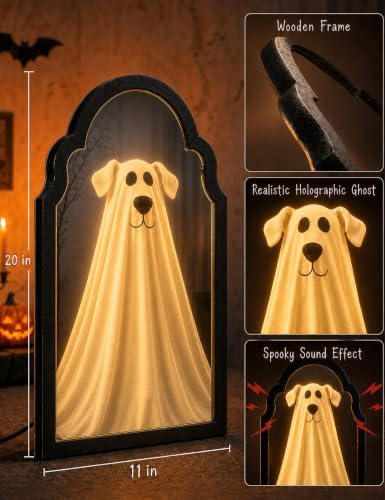20" Haunted Ghost Mirror with LED Lights & Scary Voice Changer - Image 2