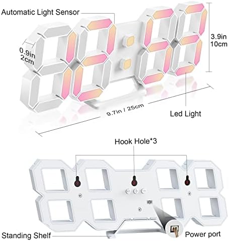 Deeyaple Led Digital Alarm Clock 3D Small Wall Clock Snooze Dimmable Time - Image 6