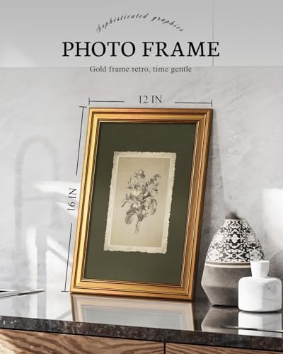 VIYYIEA Vintage Gold Framed Wall Art, 12x16 Inch Floral Rose Retro print - Image 5