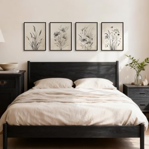 Framed Vintage Rustic Farmhouse Botanical Floral Wall Art, 4 Piece 11x14 In - Image 2