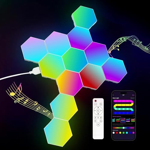 12-Pack Hexagon Light Panels – Smart RGB LED Wall Lights by JIMIMORO