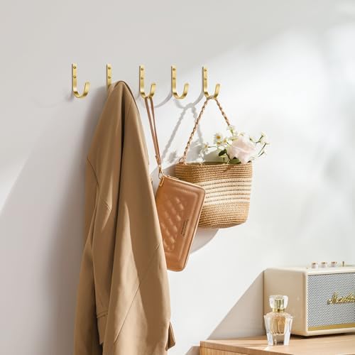 10 Pack 22LB Wall Hooks for Hanging Towel/Coat, Brushed Gold - Image 6