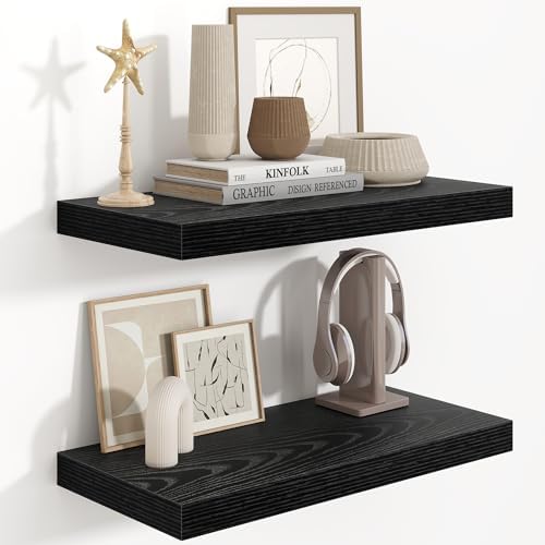 Fun Memories Black Floating Shelves 24 Inch Long, 9.3 Inch Deep Floating Shelf by FunMemories