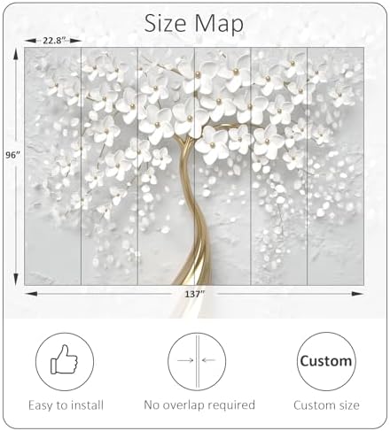Bormia White Floral Peel and Stick Wallpaper Wall Murals - Image 3