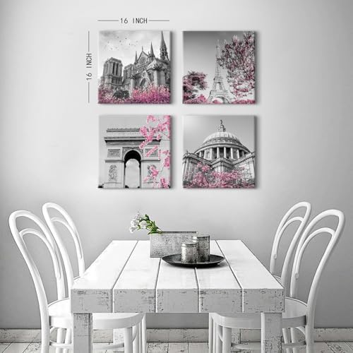 BL BORLINART Paris Wall Art Pink Room Decor Black and White Eiffel Tower - Image 5