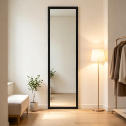13.5 x 49.5 Inch Black Framed Full Length Mirror by Unknown