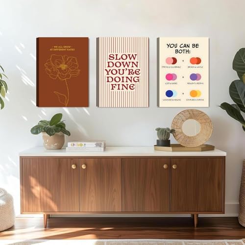 3 pcs Framed Growth Mindset canvas Wall Art Modern Minimalist Inspirational - Image 2