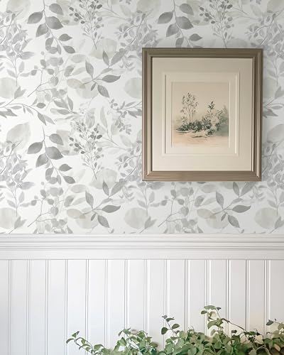 Safiyya Grey Wallpaper Peel and Stick Modern Wall Paper Leaf Contact Paper 197" - Image 3