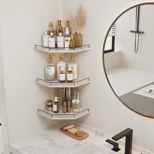JJL Corner Shelf Wall Mounted, 12 Inches 3-Tier Floating Corner Shelf - Image 5