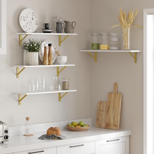 DINZI LVJ Long Wall Shelves, 31.5Inch Wooden Wall Mounted Shelves - Image 5