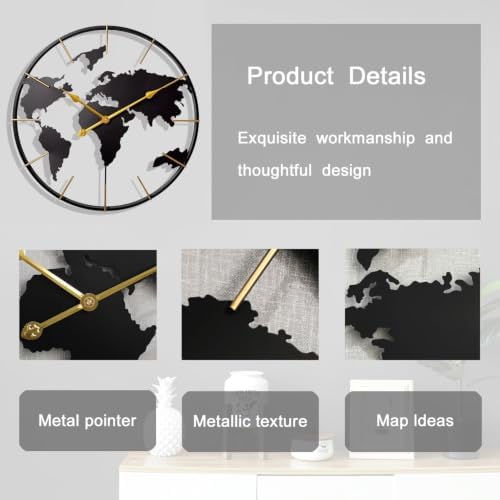 Large World Map Wall Clock - Image 3
