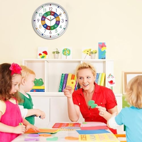 XFM Colorful Teaching Time Wall Clock 12 Inch - Image 2