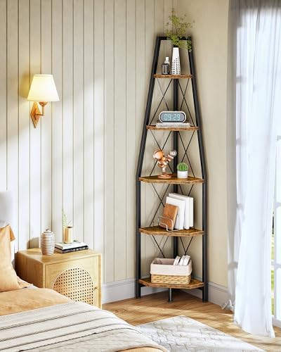 CHOEZON 5-Tier Corner Shelf, Corner Bookshelf, Ladder Shelf, Floor Standing - Image 4