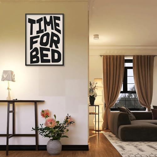 Black And White Time For Bed Poster Funny Quotes Wall Art 24x36 inch Black - Image 5