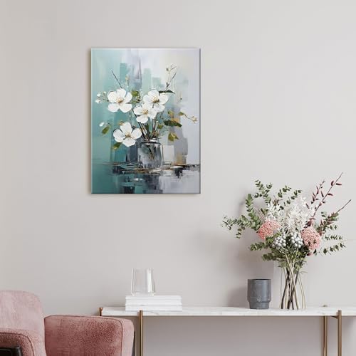 daktenn Floral Canvas Wall Art Green Bathroom Wall Art Pictures Wall Decor Home - Image 6