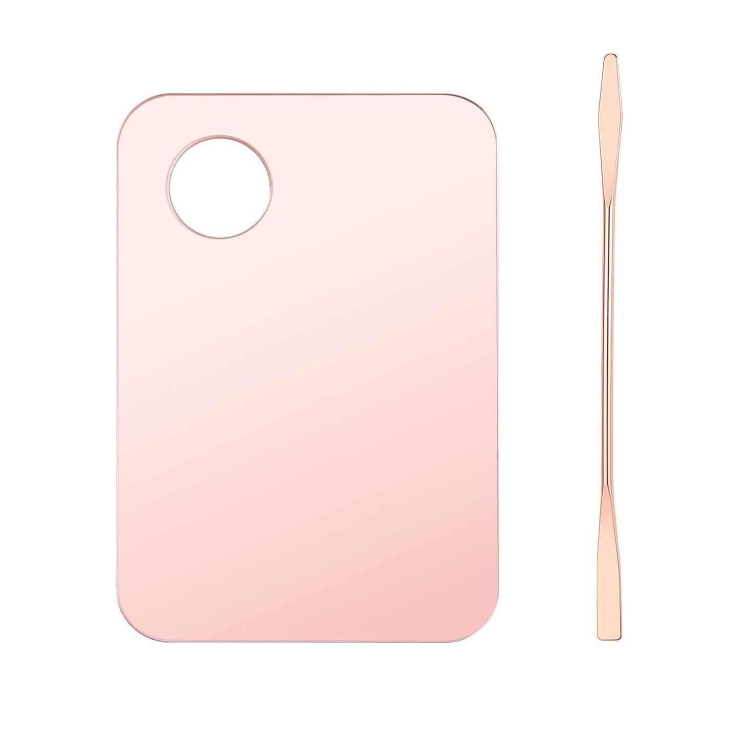 1 Pc Acrylic Cosmetic Makeup Palette with Makeup Spatula Tool Makeup Mixing Tray Apply for Foundation Eye Shadow Lipsticks Nail Art Beauty Salon (Rose gold)