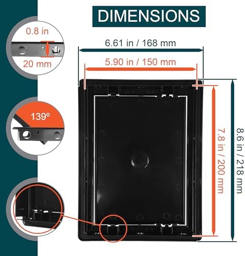 6" x 8" Black ABS Plastic Plumbing Access Panel - Image 2