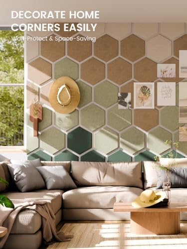 Fluxynara 12-Pack Hexagon Felt Bulletin Board Tiles, Nordic Moss-1 - Image 4